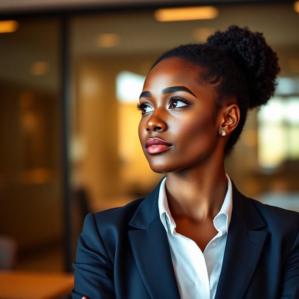 Professional woman looking to the future